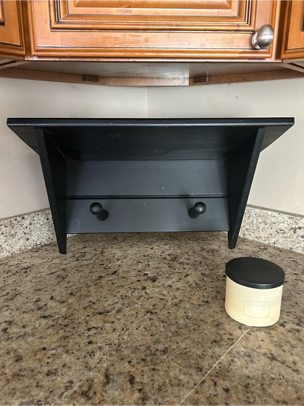 Black Wall-Mounted  Shelf with Double pegs